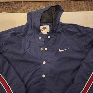 Vintage 90's Mens Nike Hooded Pullover Quarter Button Up. Medium
